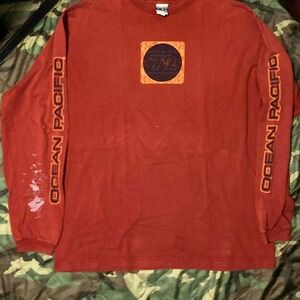 Vintage Ocean Pacific long sleeve graphic crewneck shirt 90s thrashed‎